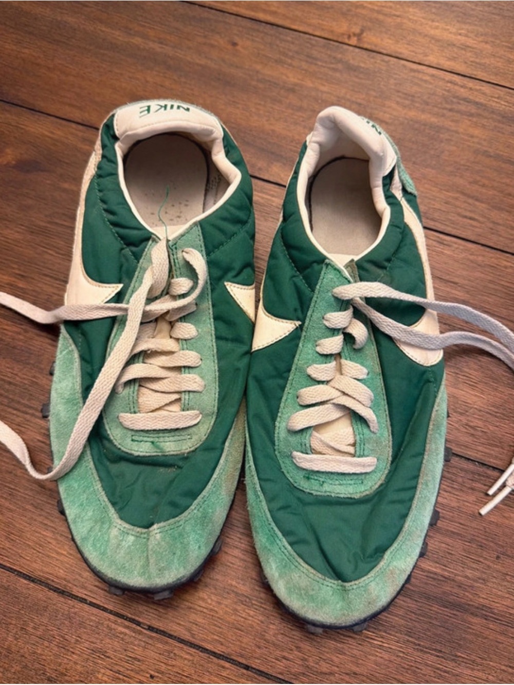 Nike Green and Cream Vintage Sneakers